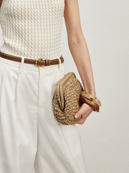 Gevlochten Clutch - Compacte Tas met Kettingband