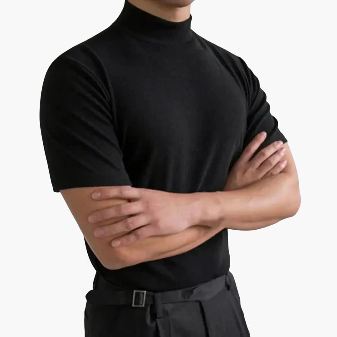 Lars – Heren T-Shirt Slim Fit Coltrui Korte Mouwen Basic Shirt Heren