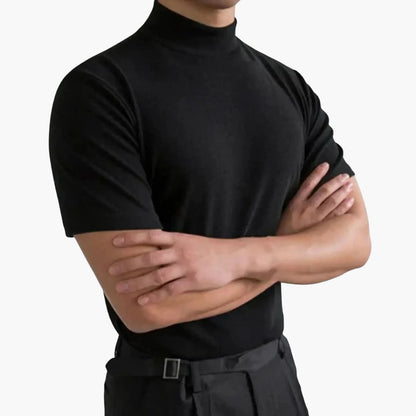 Lars – Heren T-Shirt Slim Fit Coltrui Korte Mouwen Basic Shirt Heren