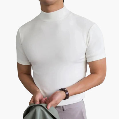 Lars – Heren T-Shirt Slim Fit Coltrui Korte Mouwen Basic Shirt Heren