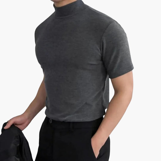 Lars – Heren T-Shirt Slim Fit Coltrui Korte Mouwen Basic Shirt Heren