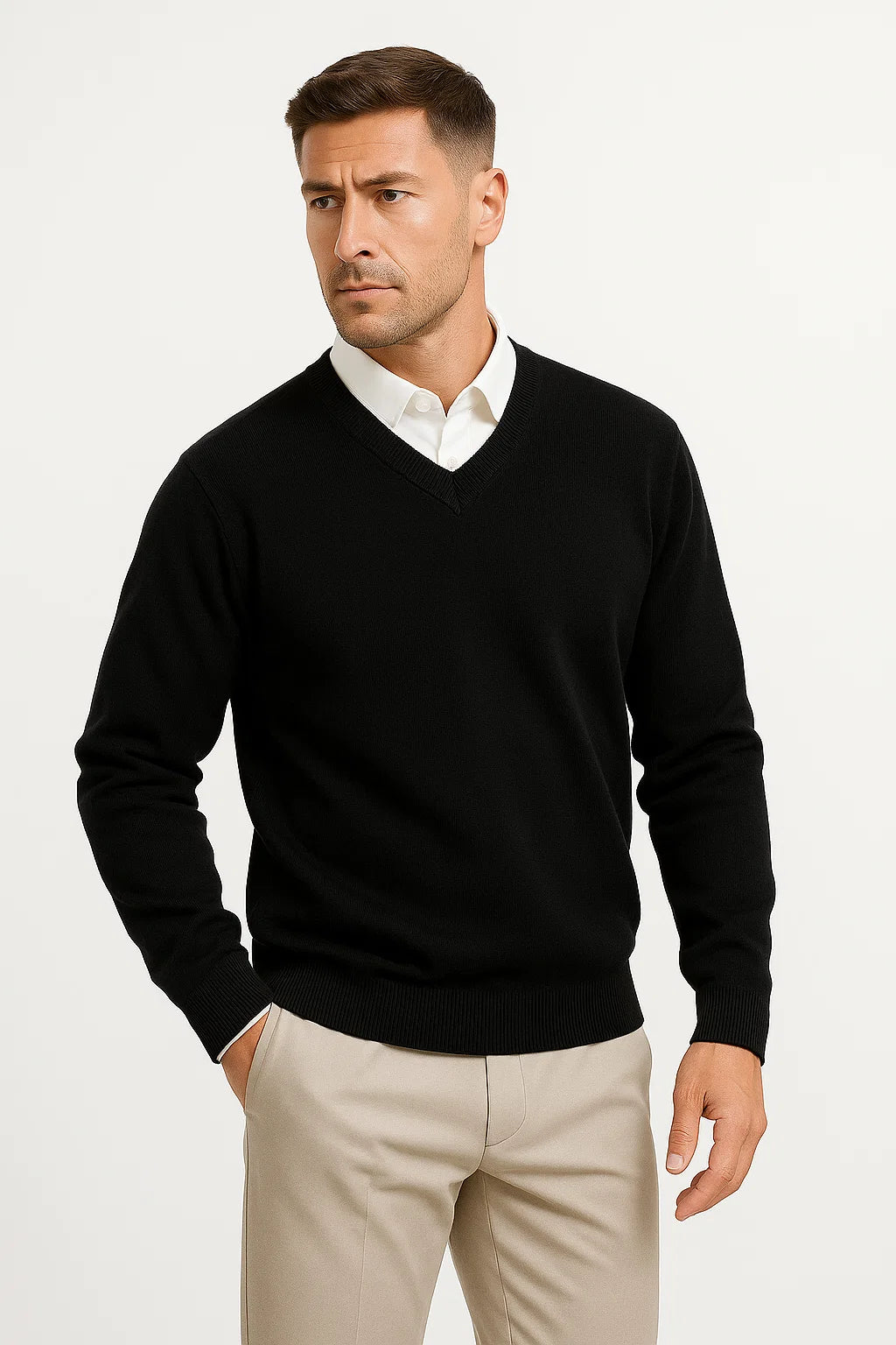 Heren Trui V-Hals – Slim Fit Elegant