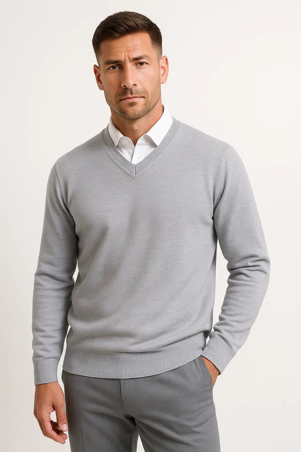 Heren Trui V-Hals – Slim Fit Elegant