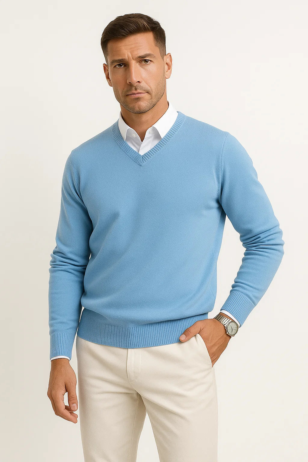 Heren Trui V-Hals – Slim Fit Elegant
