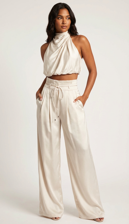 Tweedelige Set - Haltertop met Wijde Broek