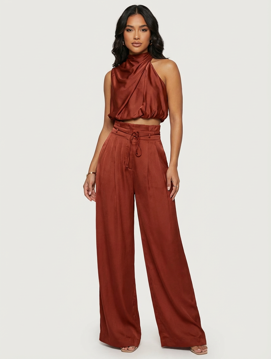 Tweedelige Set - Haltertop met Wijde Broek
