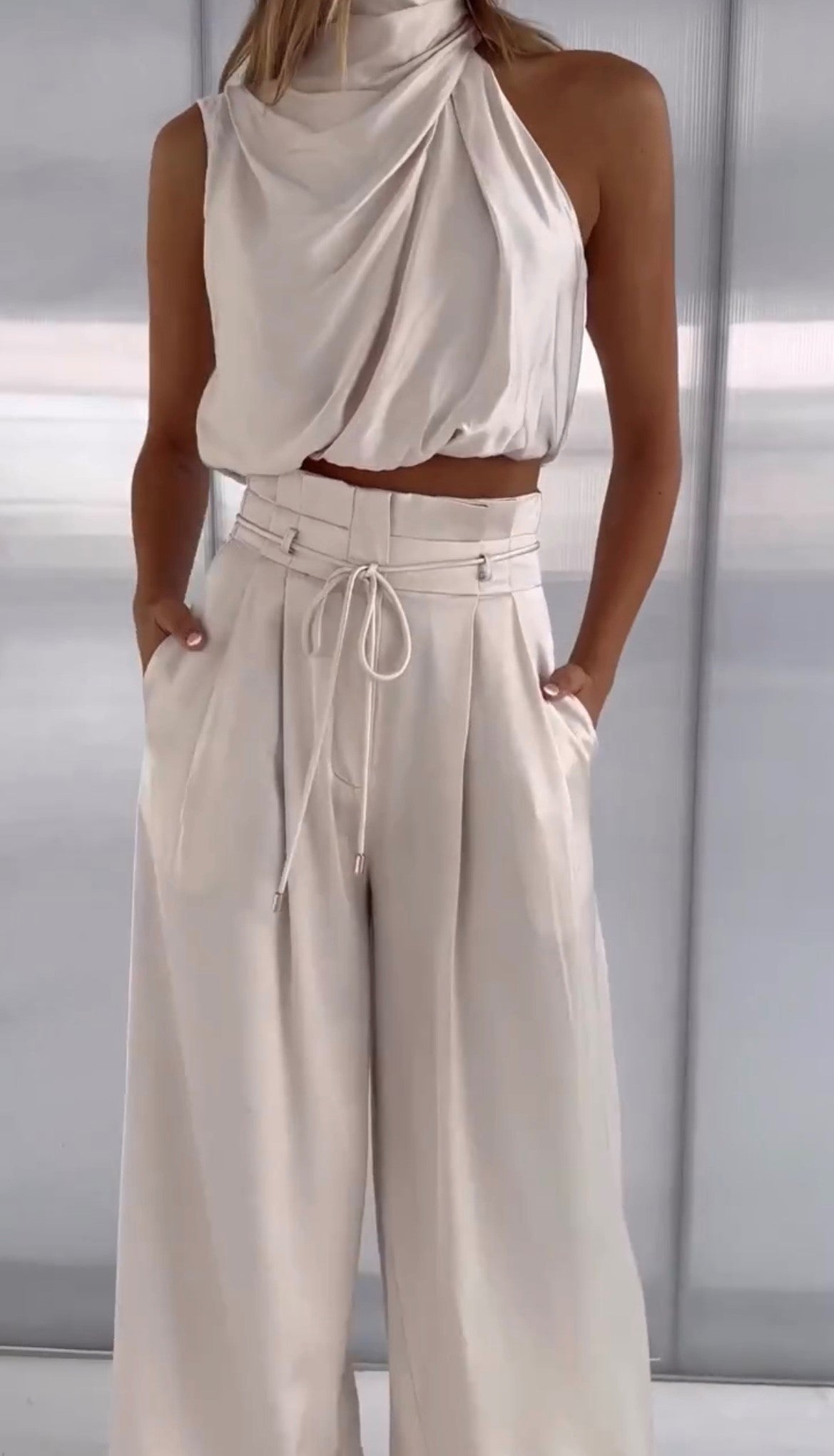 Tweedelige Set - Haltertop met Wijde Broek