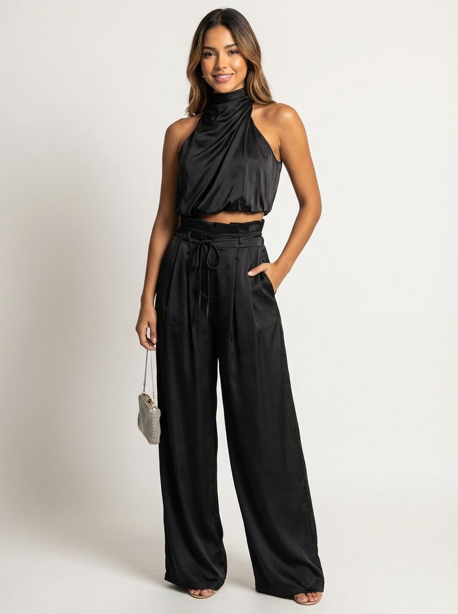 Tweedelige Set - Haltertop met Wijde Broek