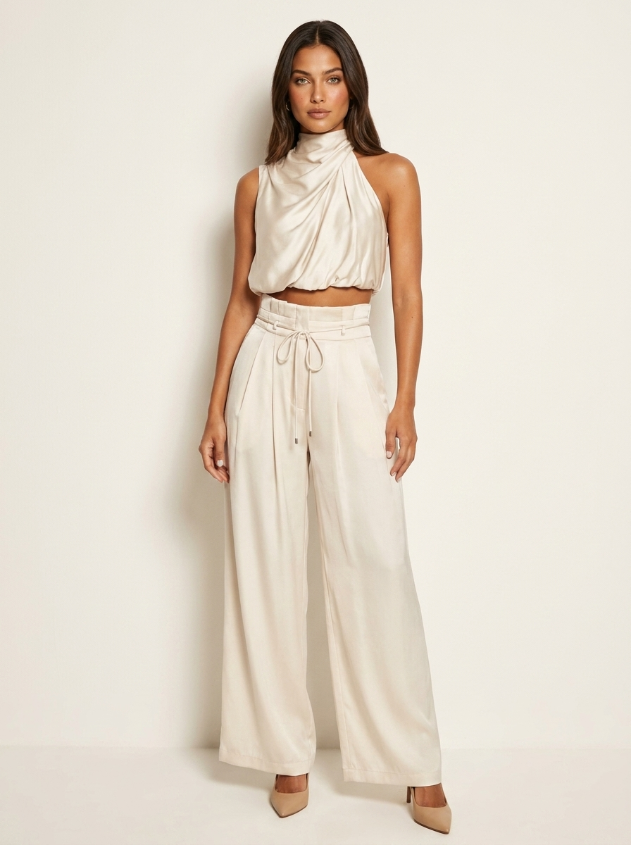 Tweedelige Set - Haltertop met Wijde Broek