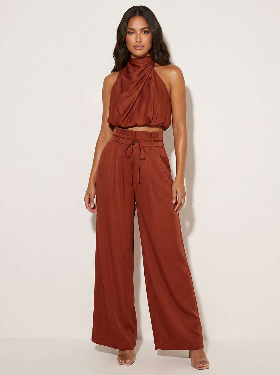 Tweedelige Set - Haltertop met Wijde Broek