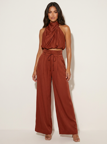 Tweedelige Set - Haltertop met Wijde Broek