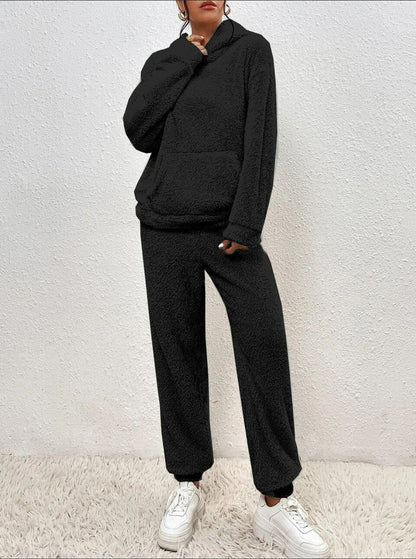 Dames Teddy Huispak met Capuchon - Warm Fleece Hoodie en Broek, 2-Delig