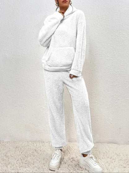 Dames Teddy Huispak met Capuchon - Warm Fleece Hoodie en Broek, 2-Delig