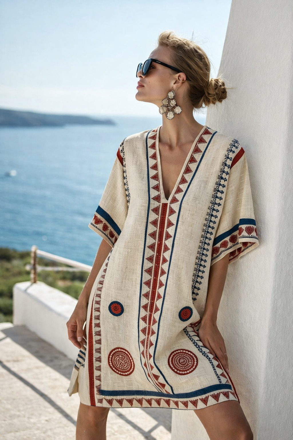 Boho Strandjurk - Losvallende A-lijn met Print