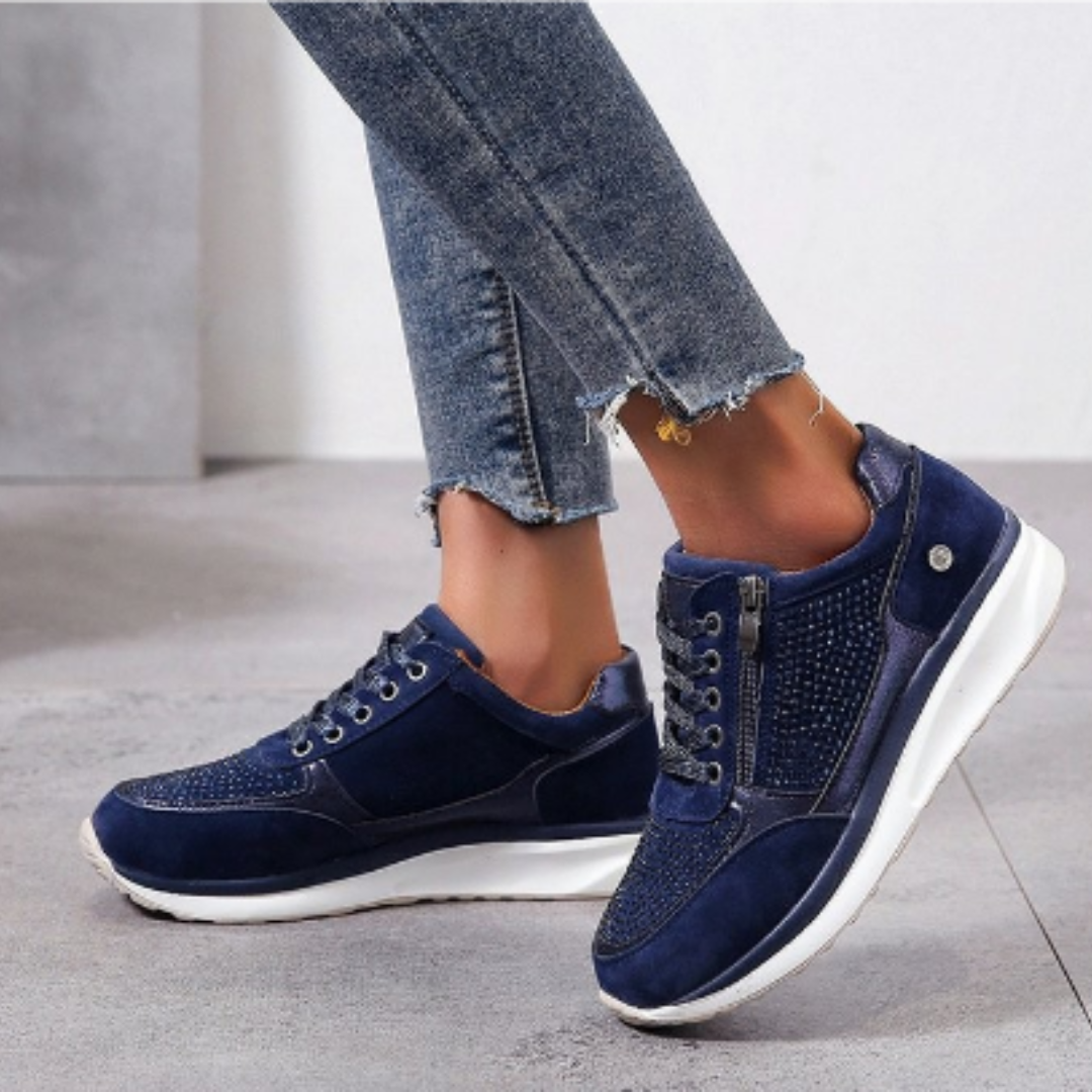 Dames Wandelsneakers Met Veters & Rits – Comfortabel, Stevig & Stijlvol