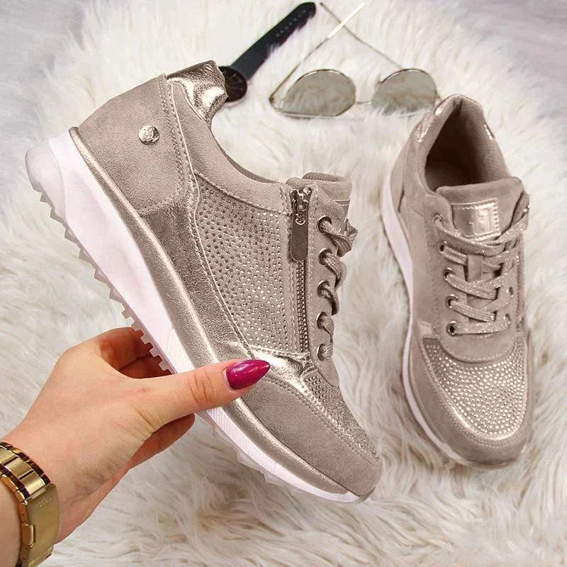 Dames Wandelsneakers Met Veters & Rits – Comfortabel, Stevig & Stijlvol