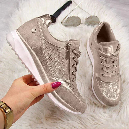 Dames Wandelsneakers Met Veters & Rits – Comfortabel, Stevig & Stijlvol
