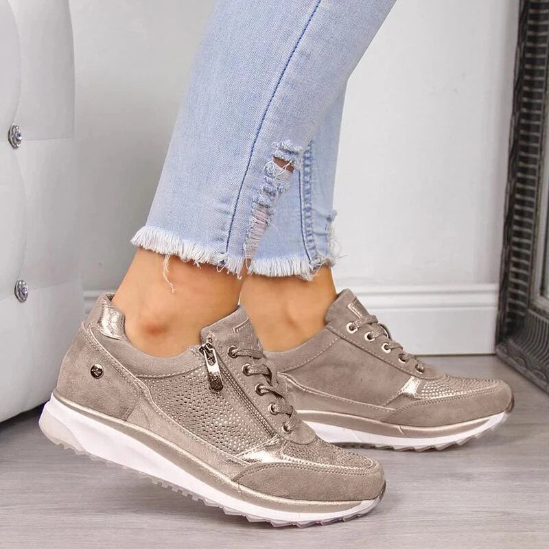 Dames Wandelsneakers Met Veters & Rits – Comfortabel, Stevig & Stijlvol