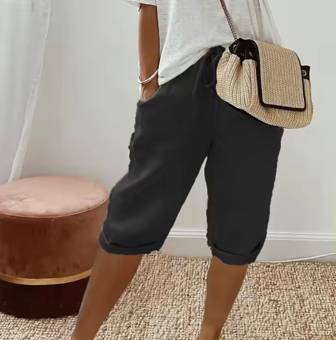 Dames Linnen Short Korte Broek Dames Casual Zomer Shorts