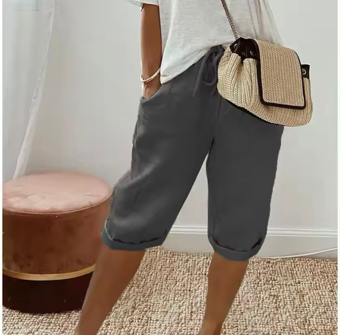 Dames Linnen Short Korte Broek Dames Casual Zomer Shorts
