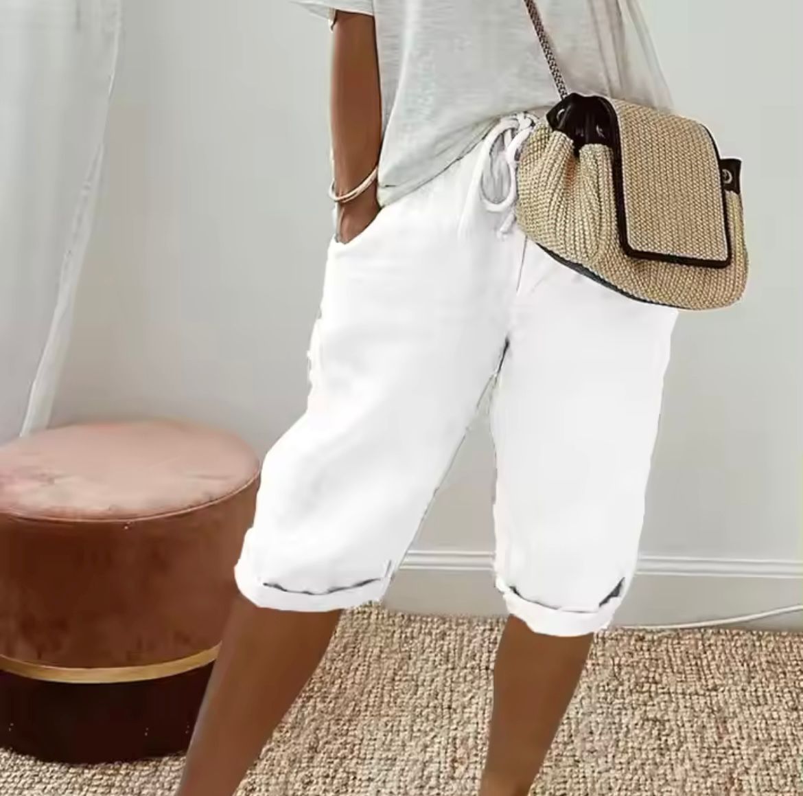 Dames Linnen Short Korte Broek Dames Casual Zomer Shorts