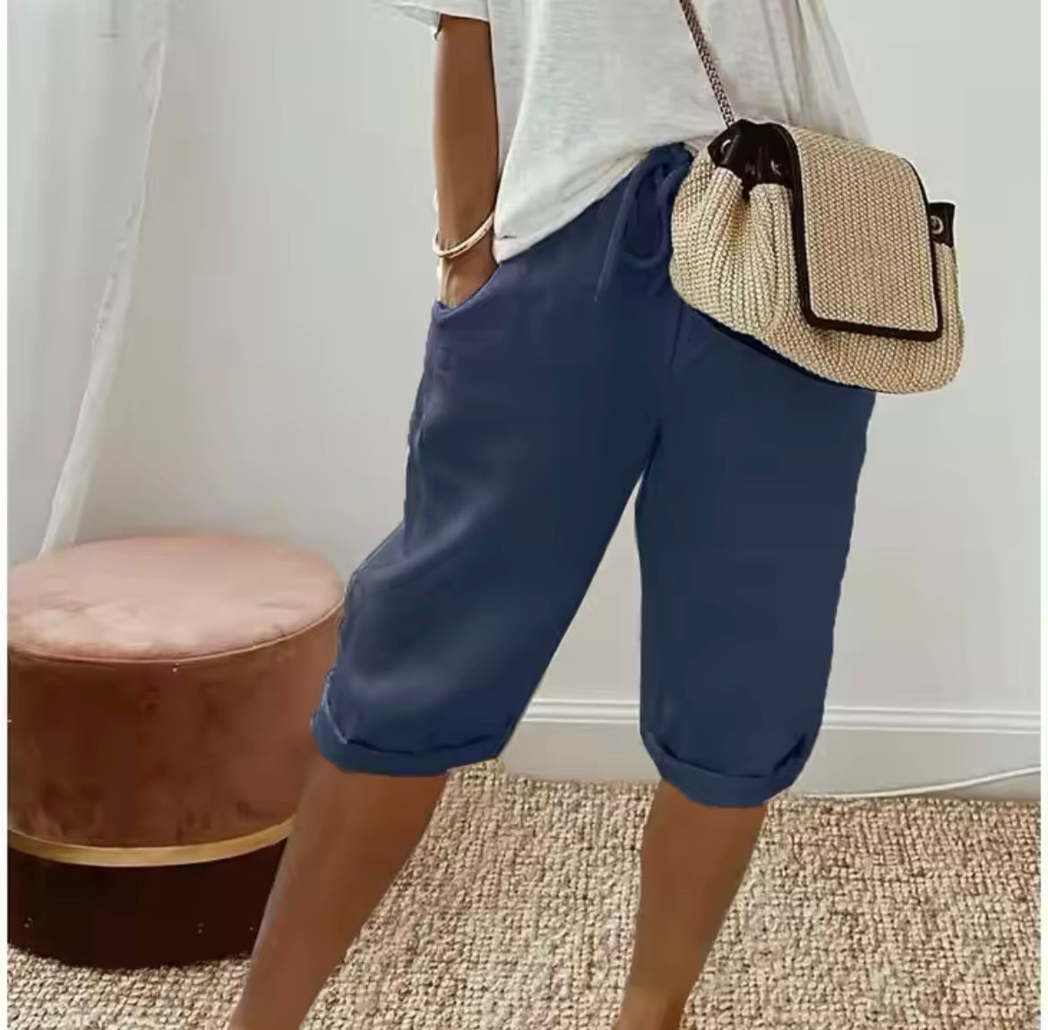 Dames Linnen Short Korte Broek Dames Casual Zomer Shorts