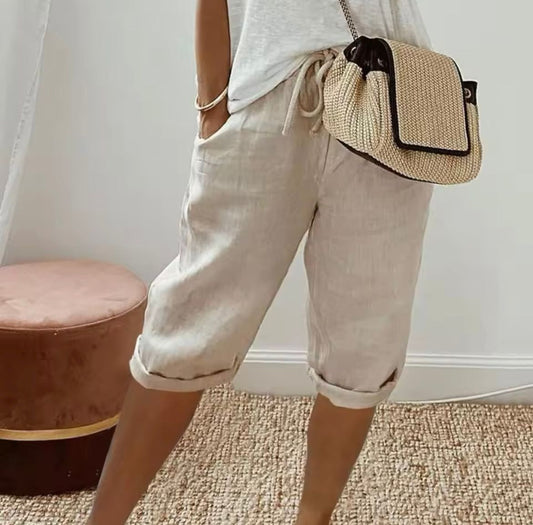 Dames Linnen Short Korte Broek Dames Casual Zomer Shorts