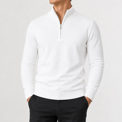 Heren Gebreide Half-Zip Trui met Opstaande Kraag