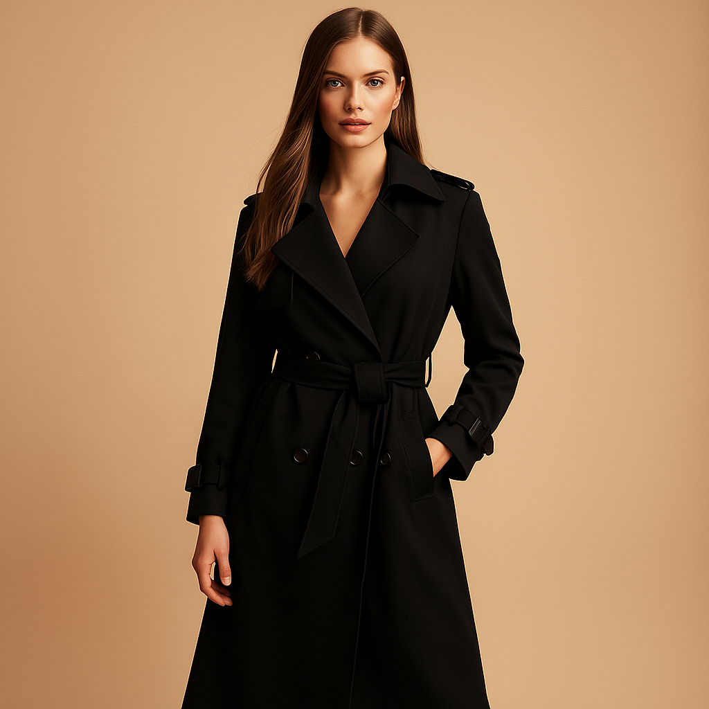 Dames Lange Jas – Double Breasted Mantel Elegant