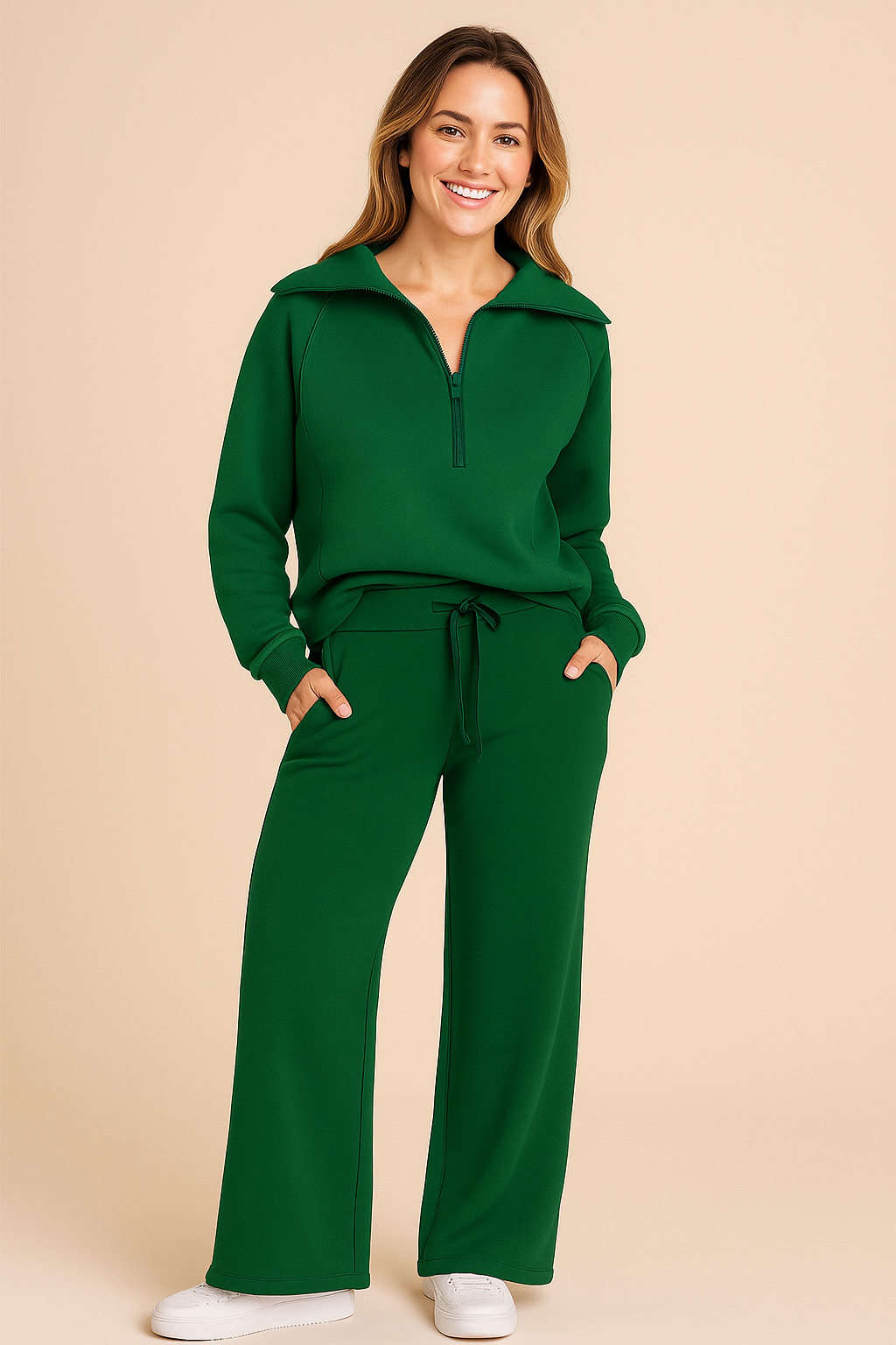 Dames Comfortabele Tweedelige Lounge Set – Trui & Wijde Broek