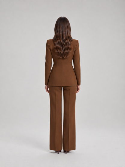 Dames Getailleerd Broekpak met Uitlopende Broek