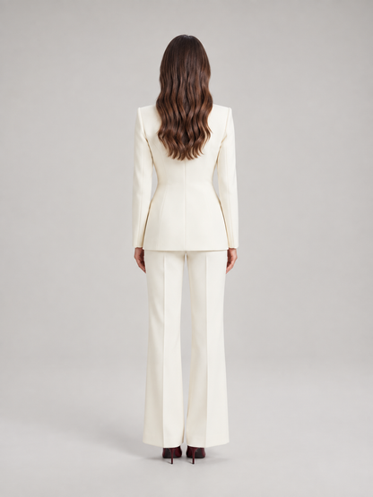 Dames Getailleerd Broekpak met Uitlopende Broek