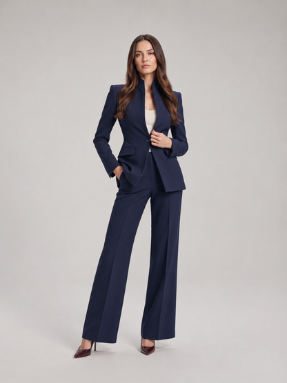 Dames Getailleerd Broekpak met Uitlopende Broek