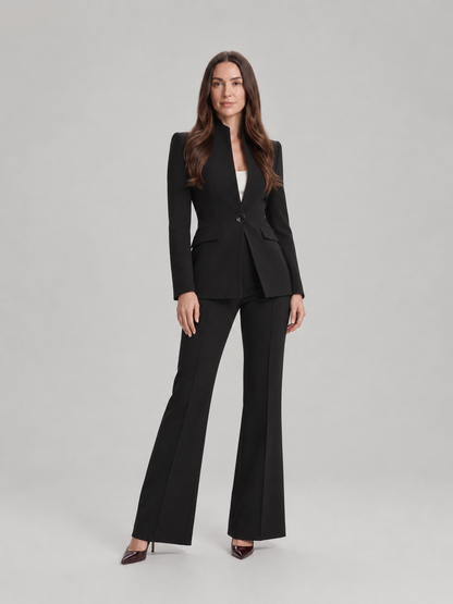 Dames Getailleerd Broekpak met Uitlopende Broek
