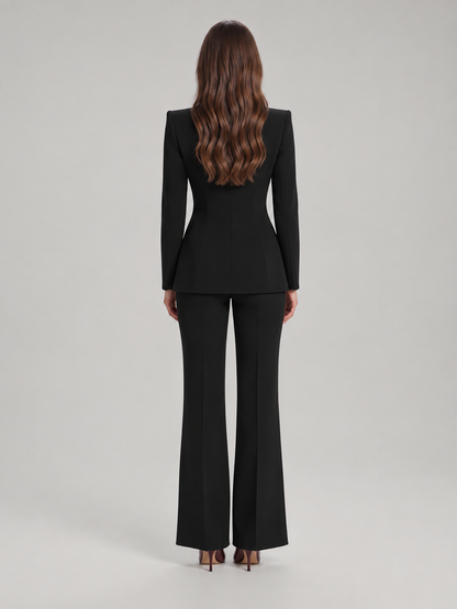 Dames Getailleerd Broekpak met Uitlopende Broek