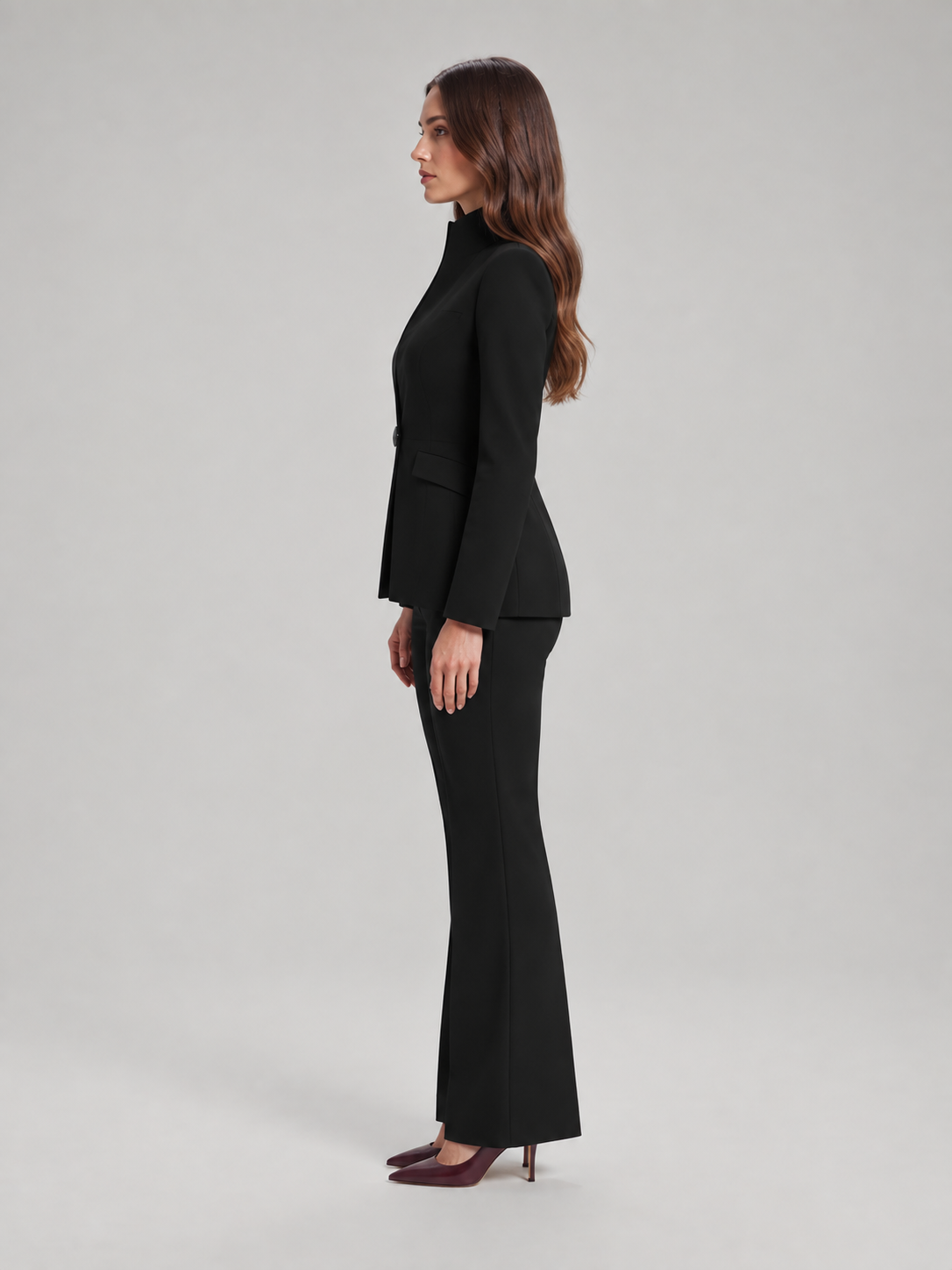Dames Getailleerd Broekpak met Uitlopende Broek