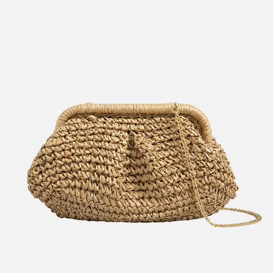 Gevlochten Clutch - Compacte Tas met Kettingband