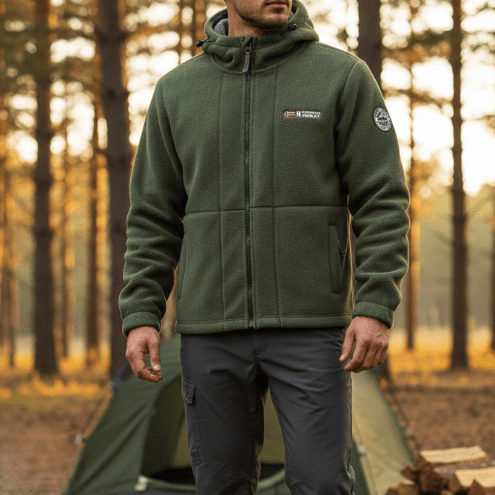 Heren Winddicht Fleece Jack met Capuchon - Gevoerd Fleecevest met Rits
