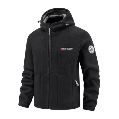 Heren Winddicht Fleece Jack met Capuchon - Gevoerd Fleecevest met Rits