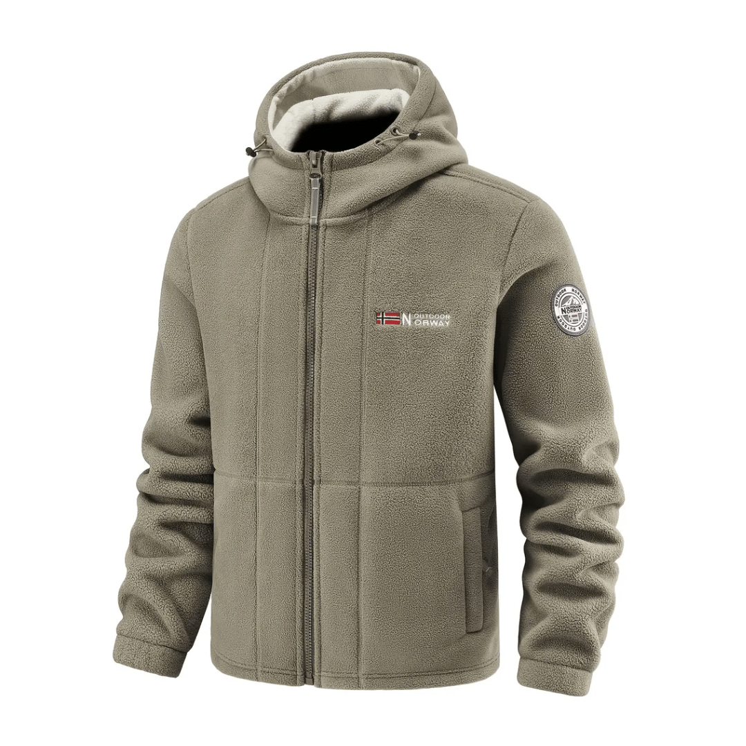 Heren Winddicht Fleece Jack met Capuchon - Gevoerd Fleecevest met Rits