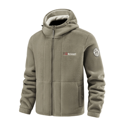 Heren Winddicht Fleece Jack met Capuchon - Gevoerd Fleecevest met Rits