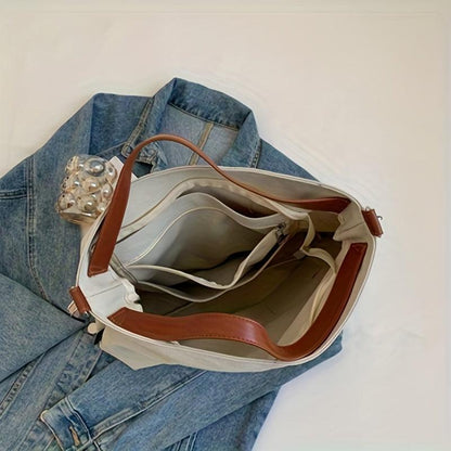 Schoudertas Dames Canvas Handtas Shopper Tas Ruim Verstelbaar