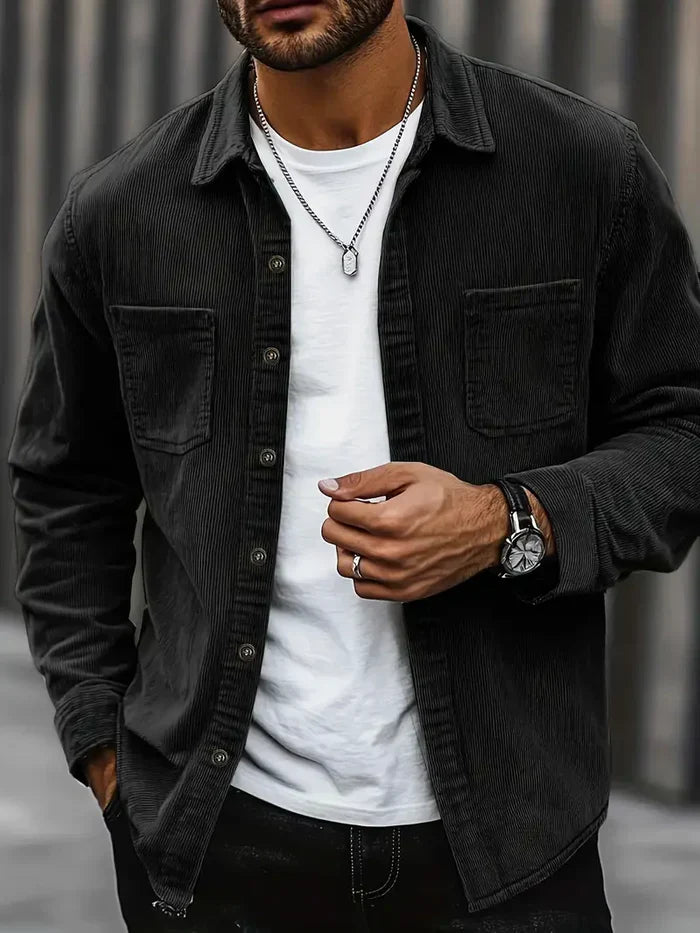 Heren Corduroy Overshirt – Rib Overshirt Heren Met Borstzakken Casual & Tussenlaag