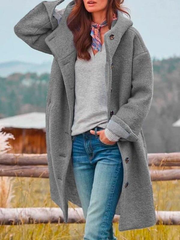 Renaya – Dames Winterjas Lang Getailleerd Elegant Warm Met Zakken