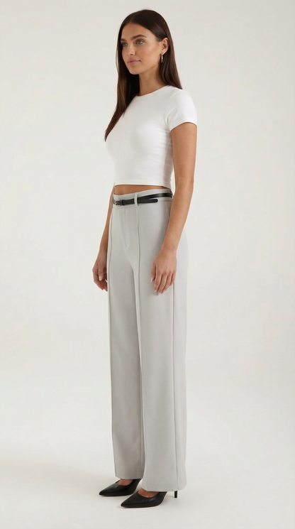 Dames Wide Leg Broek – Hoge Taille Met Ceintuur