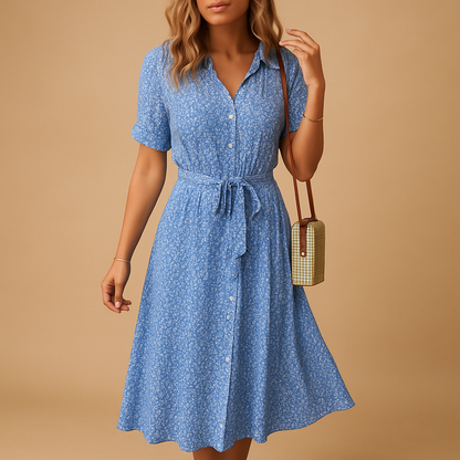 Lina jurk dames – midi-jurk met bloemenprint en zomerse charme