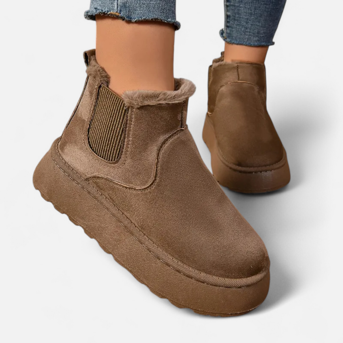 Dames Zachte Enkellaarsjes Winter – Warme Boots Dames Met Voering Plateauzool