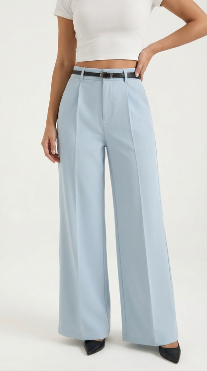 Dames Wide Leg Broek – Hoge Taille Met Ceintuur