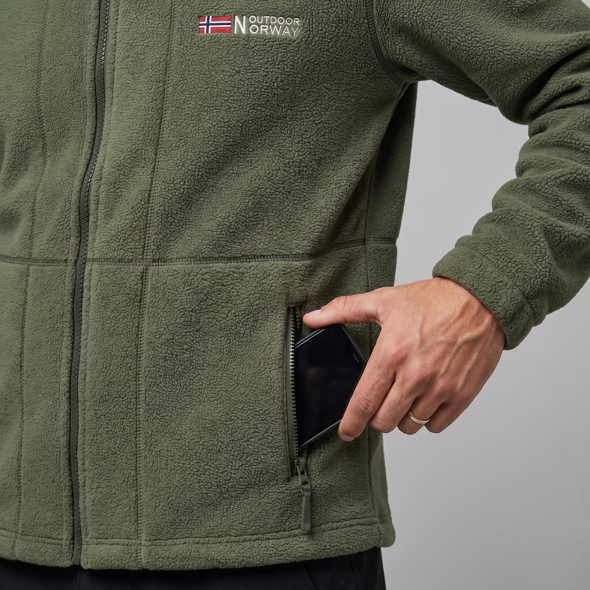 Heren Winddicht Fleece Jack met Capuchon - Gevoerd Fleecevest met Rits