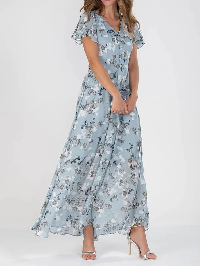 Vera – Maxi Jurk Dames Zomer Bloemen Jurk Dames A-Lijn Jurk V-Hals Floral